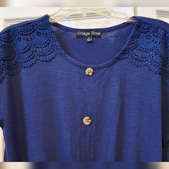 Vintage Rose, NWT, Medium, Woman's Navy Blue Lace Top - Picture 5 of 8